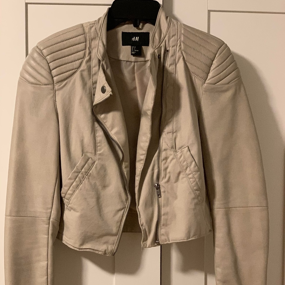 H&M beige leather jacket